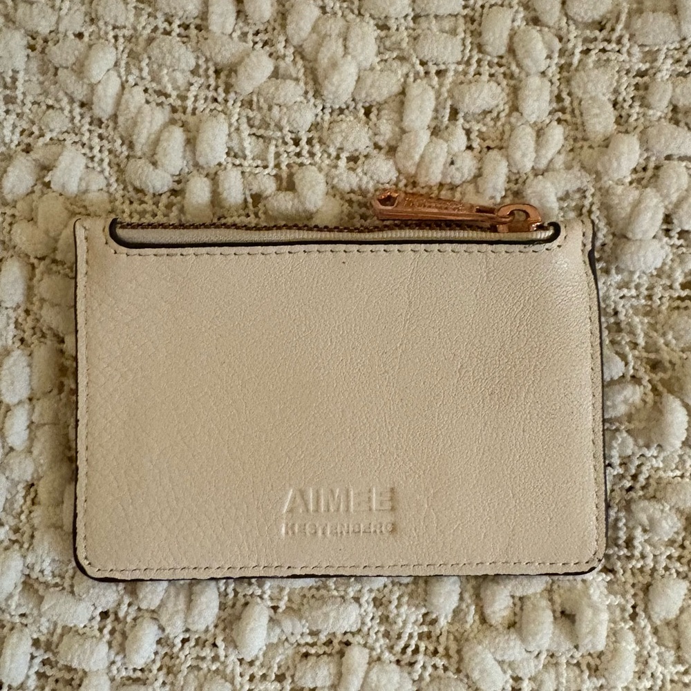 Aimee Kestenberg card wallet. Small. Genuine leather. Cream color.